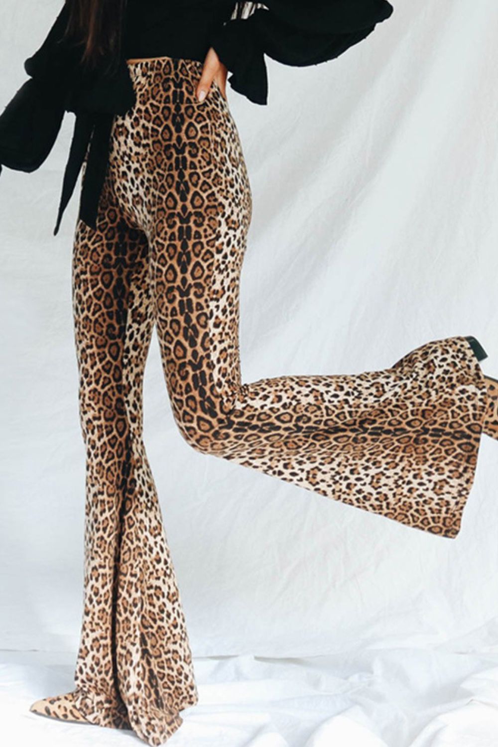 Leopard Print Flare Leg Pants - nailedmoms
