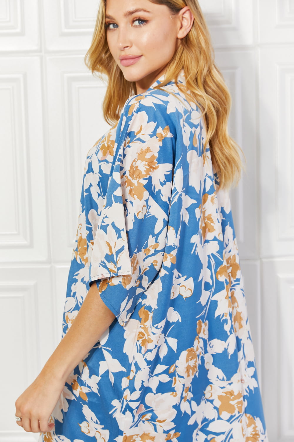 Justin Taylor Time To Grow Floral Kimono in Chambray - nailedmoms