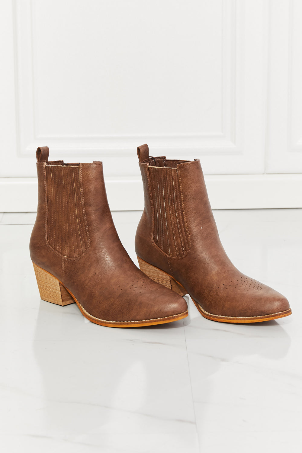 MMShoes Love the Journey Stacked Heel Chelsea Boot in Chestnut - nailedmoms