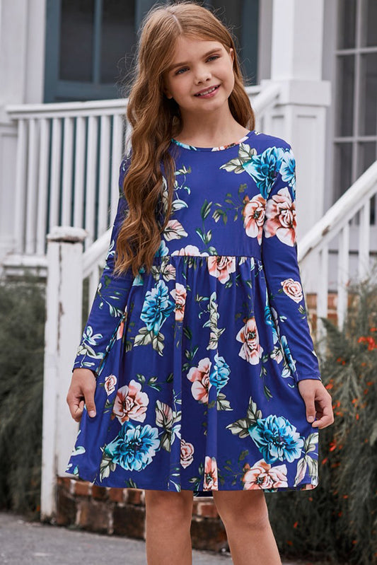 Girls Floral Long Sleeve Dress with Pockets - nailedmoms