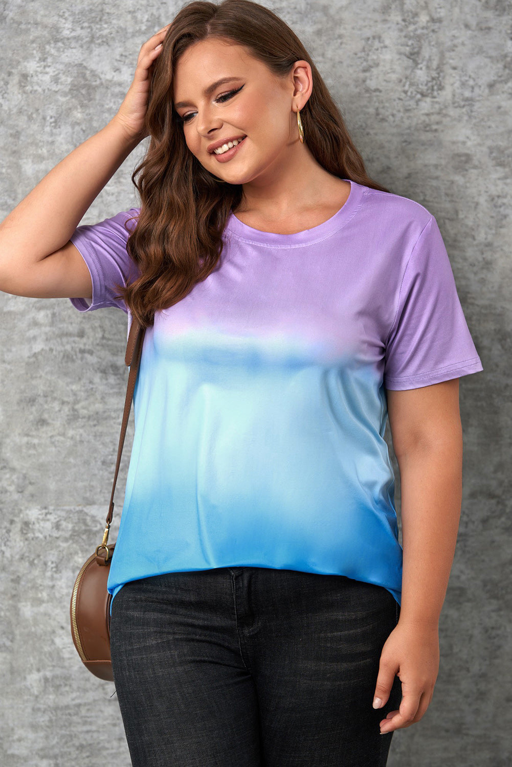 Plus Size Gradient Color Block Tee Shirt - nailedmoms