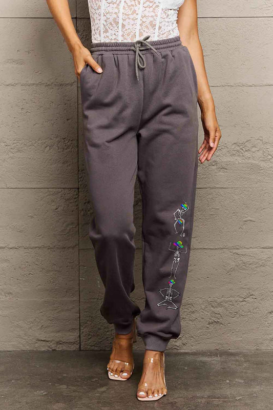 Simply Love Full Size SKELETON Graphic Sweatpants - nailedmoms