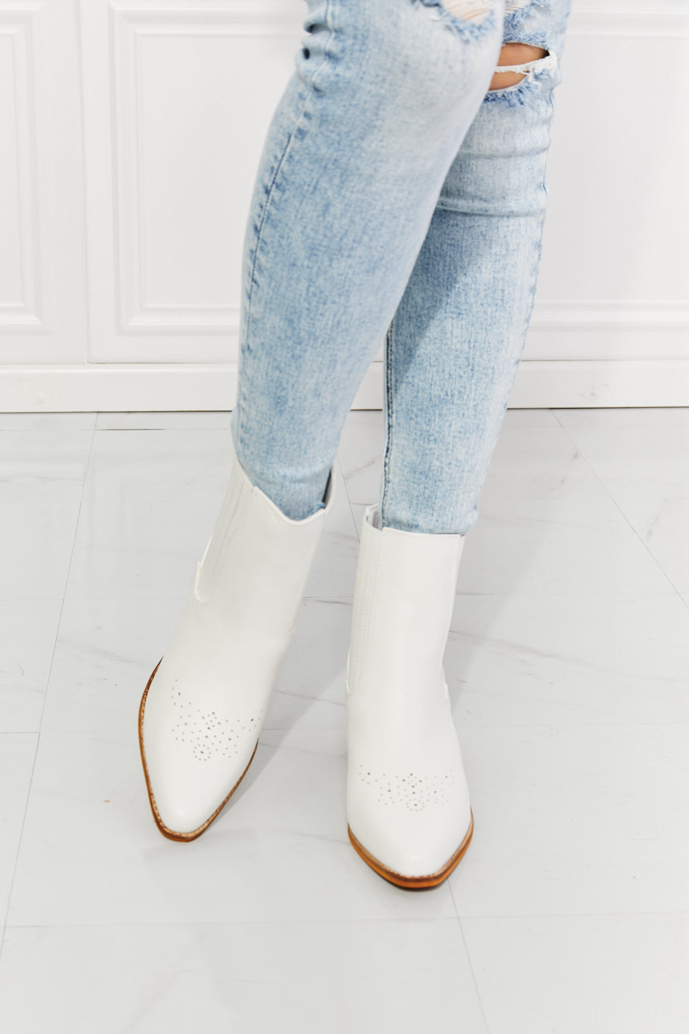 MMShoes Love the Journey Stacked Heel Chelsea Boot in White - nailedmoms