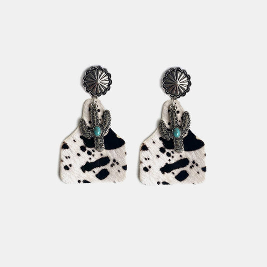 Turquoise Decor Cactus Alloy Earrings - nailedmoms