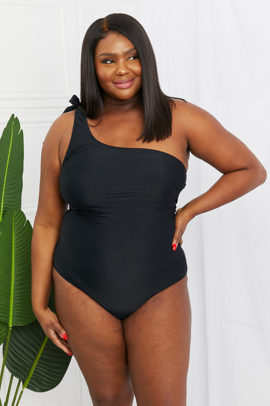 Marina West Swim Deep End One-Shoulder One-Piece Swimsuit in Black - nailedmoms