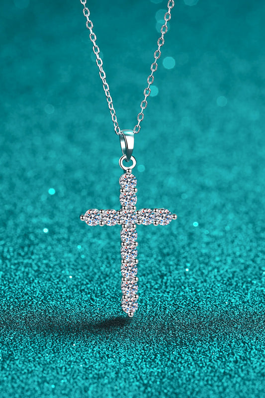 925 Sterling Silver Cross Moissanite Necklace - nailedmoms