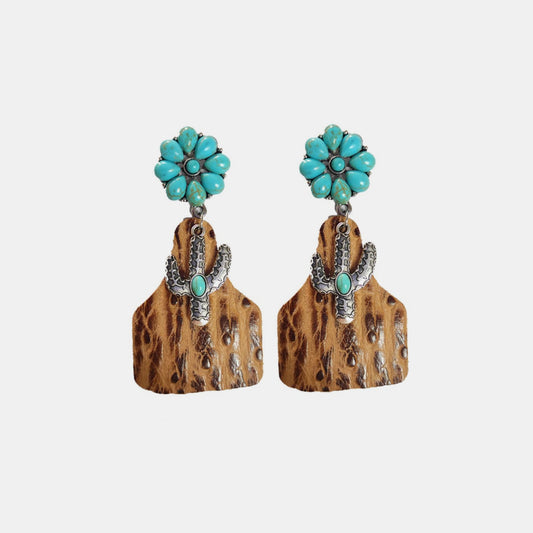 Turquoise Cactus Dangle Earrings - nailedmoms
