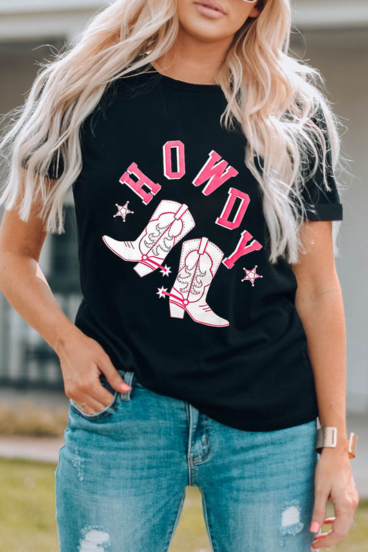 HOWDY Cowboy Boots Graphic Tee - nailedmoms