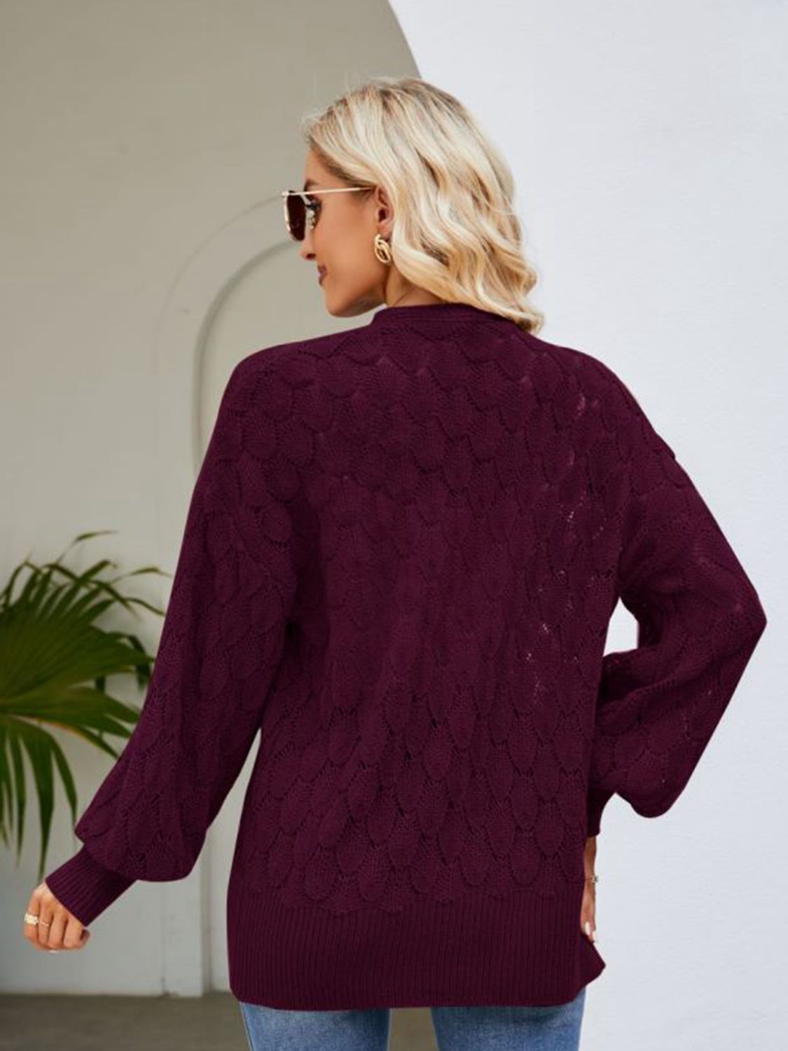 Open Front Ribbed Trim Cardigan - nailedmoms