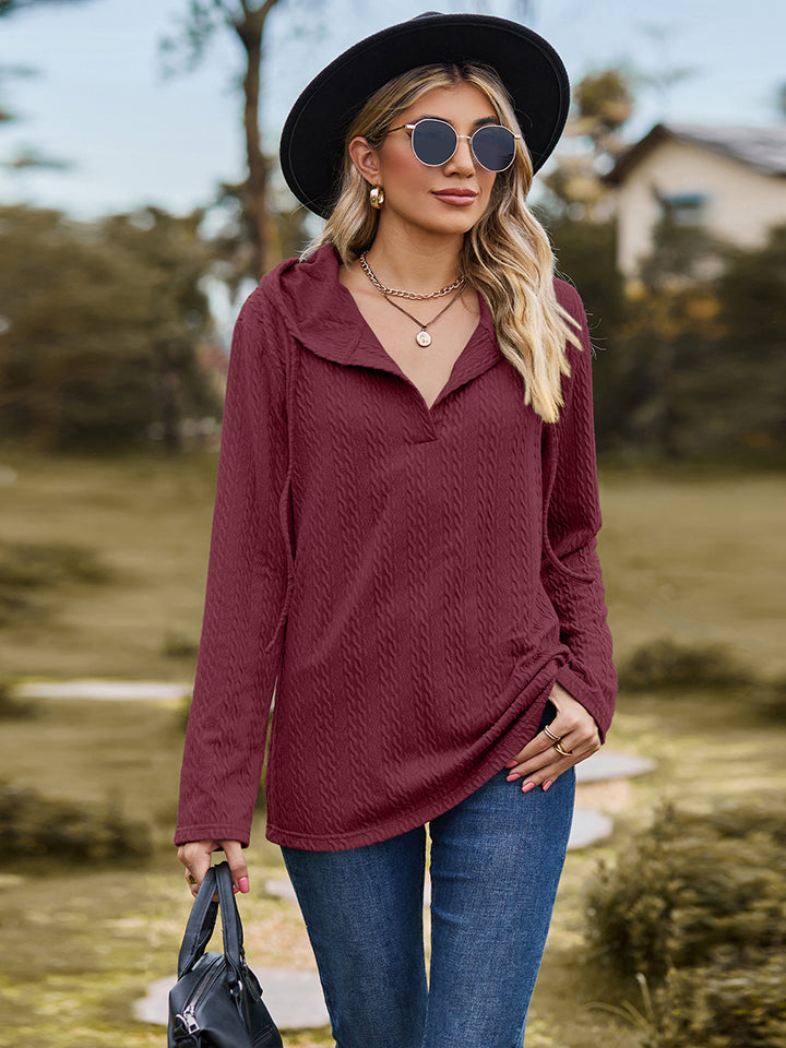 Cable-Knit Hooded Blouse - nailedmoms