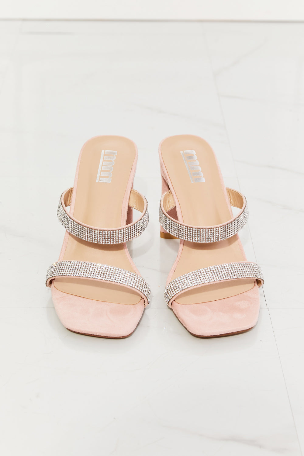 MMShoes Leave A Little Sparkle Rhinestone Block Heel Sandal in Pink - nailedmoms
