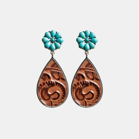 Turquoise Flower Teardrop Earrings - nailedmoms