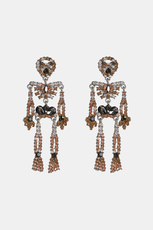 Skeleton Shape Glass Stone Dangle Earrings - nailedmoms