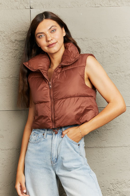 Zip-Up Drawstring Puffer Vest - nailedmoms