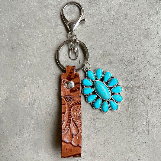 Turquoise Genuine Leather Key Chain - nailedmoms