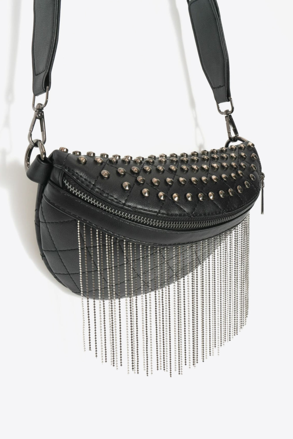 PU Leather Studded Sling Bag with Fringes - nailedmoms