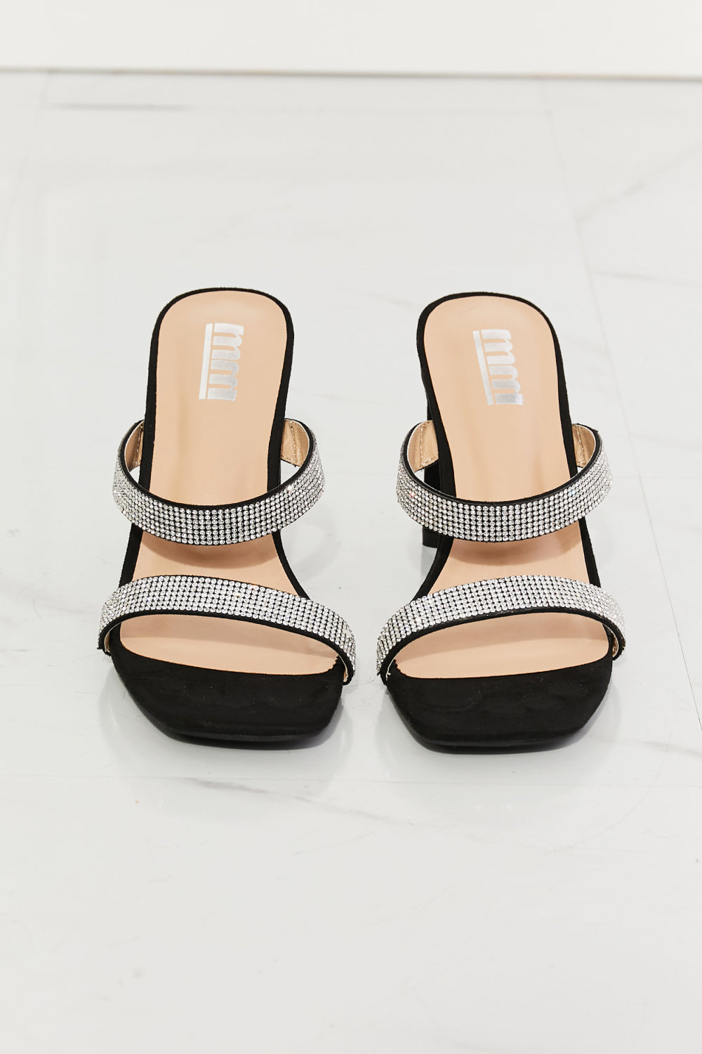 MMShoes Leave A Little Sparkle Rhinestone Block Heel Sandal in Black - nailedmoms