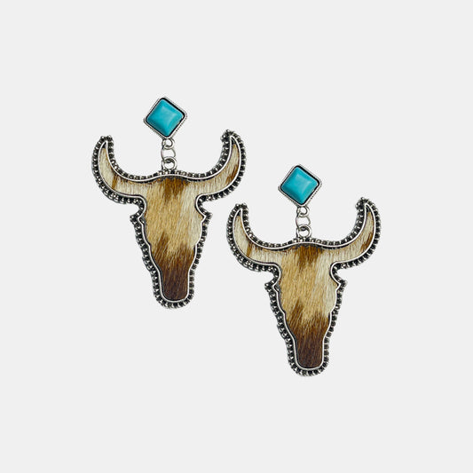 Bull Shape Turquoise Dangle Earrings - nailedmoms