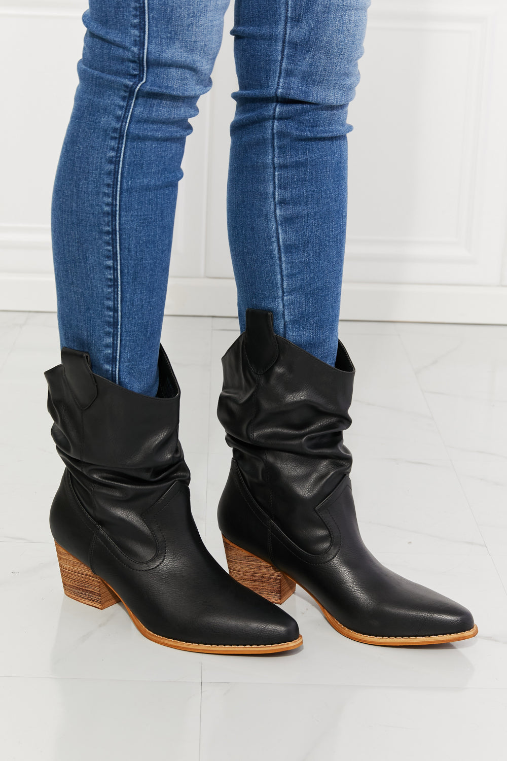 MMShoes Better in Texas Scrunch Cowboy Boots in Black - nailedmoms