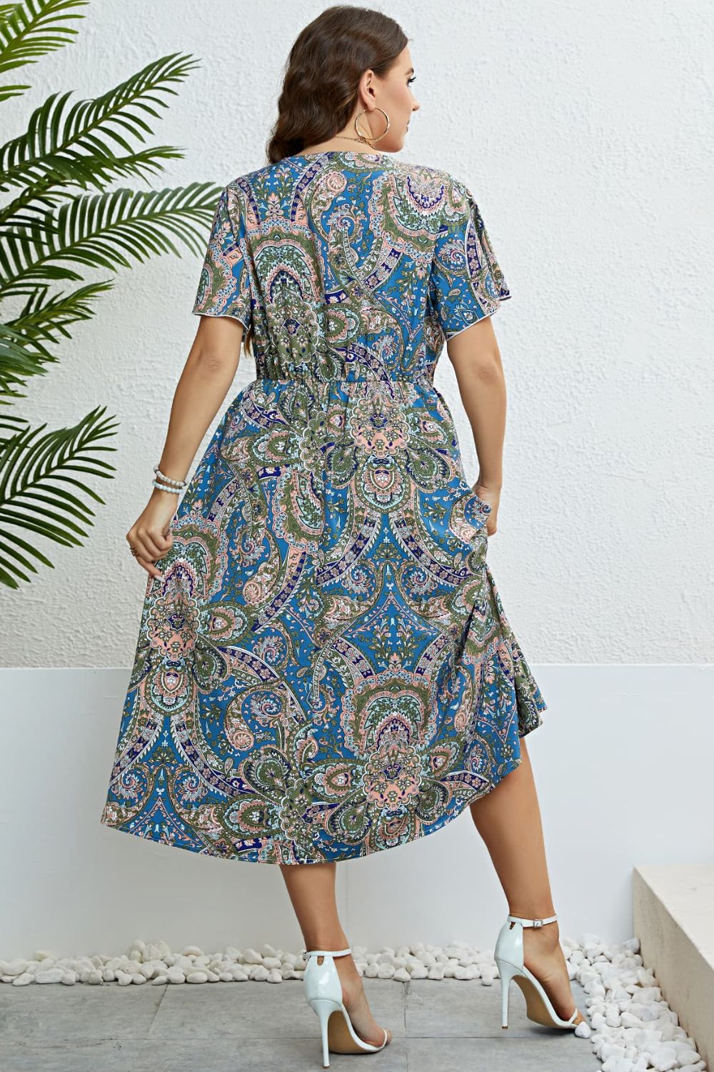 Printed Flutter Sleeve Midi Dress - nailedmoms