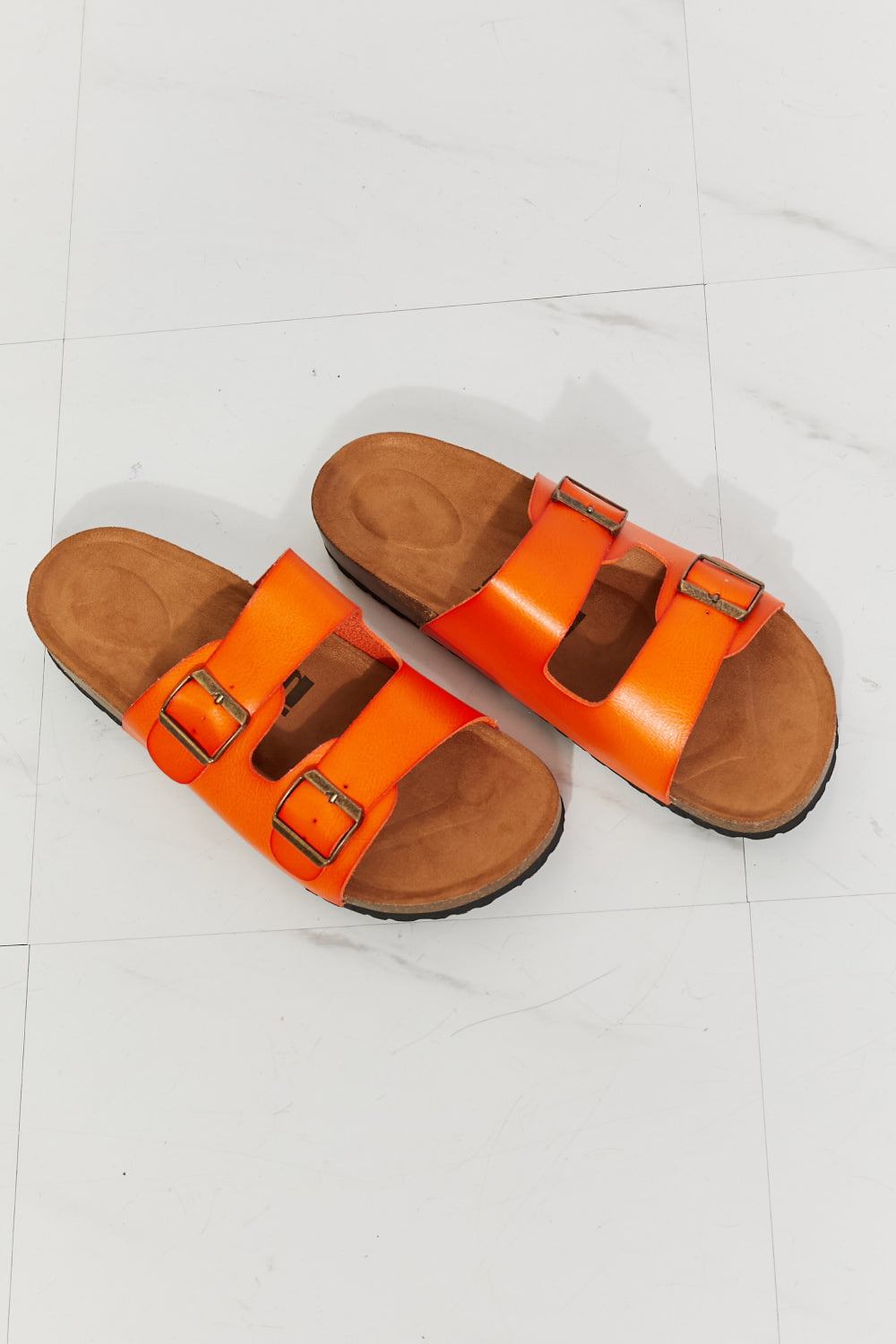 MMShoes Feeling Alive Double Banded Slide Sandals in Orange - nailedmoms