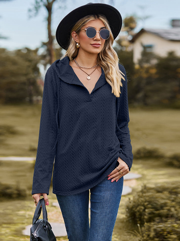 Cable-Knit Hooded Blouse - nailedmoms