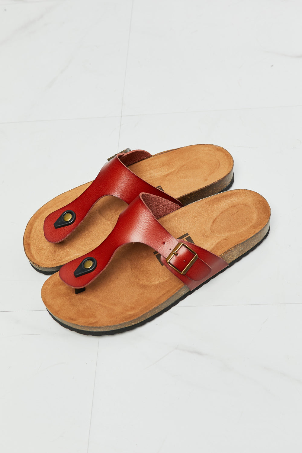MMShoes Drift Away T-Strap Flip-Flop in Red - nailedmoms