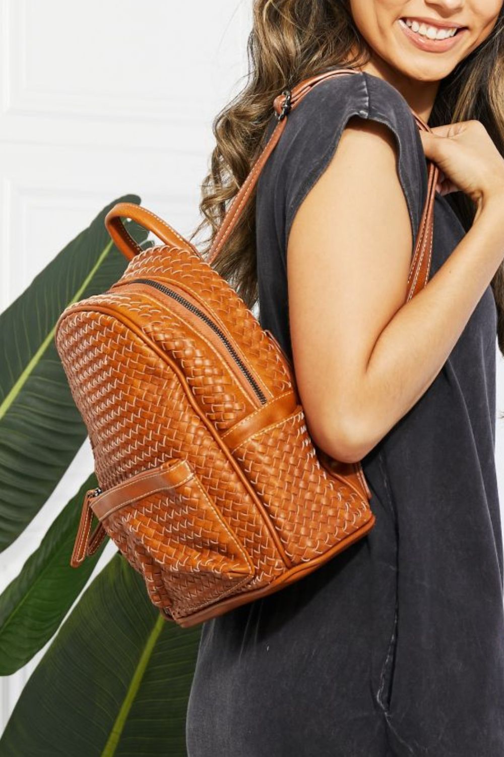 SHOMICO Certainly Chic Faux Leather Woven Backpack - nailedmoms