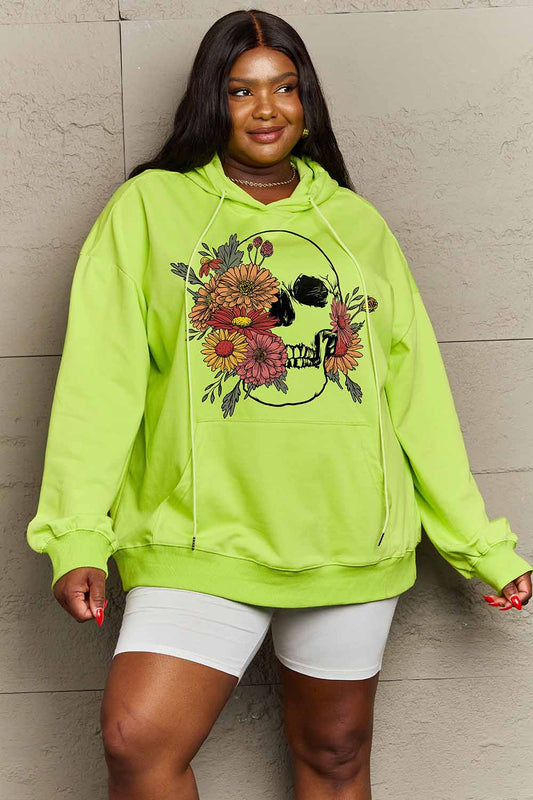 Simply Love Simply Love Full Size Floral Skull Graphic Hoodie - nailedmoms