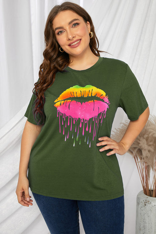Plus Size Lip Graphic Tee Shirt - nailedmoms