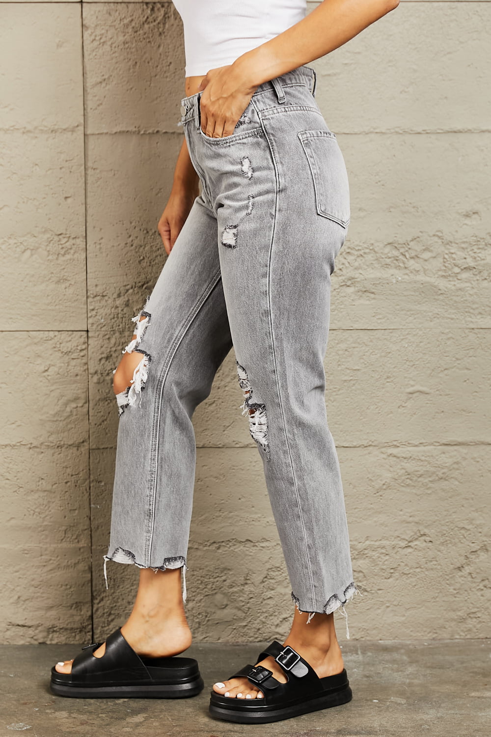 BAYEAS High Waisted Cropped Straight Jeans - nailedmoms