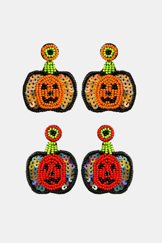 Pumpkin Shape Beaded Dangle Earrings - nailedmoms