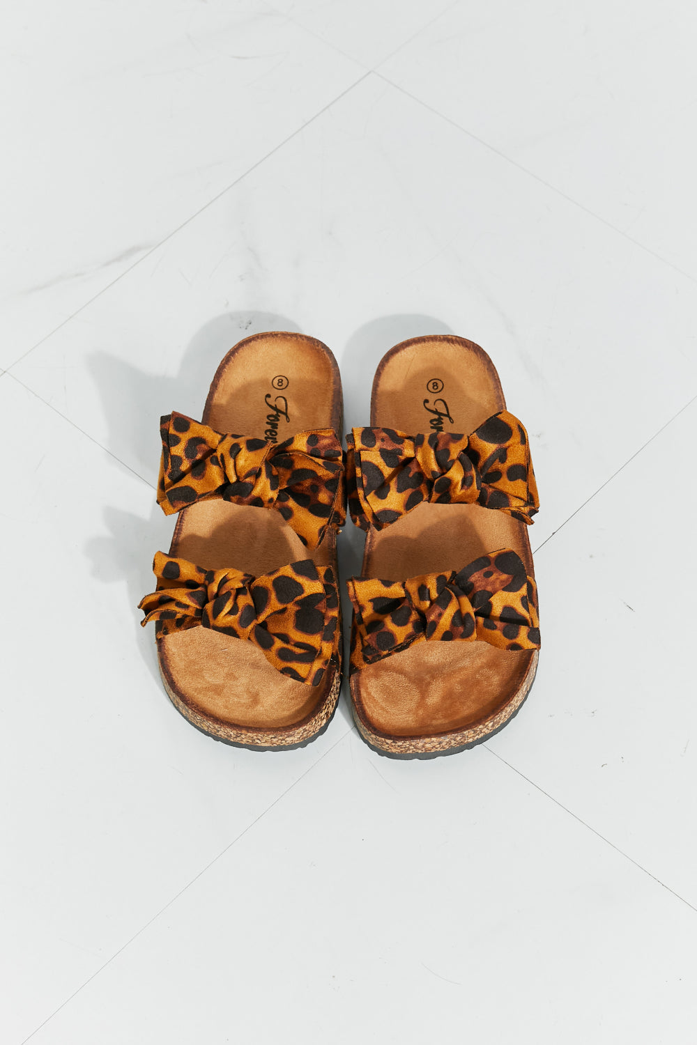 Forever Link Fiercely Feminine Leopard Bow Slide Sandals - nailedmoms
